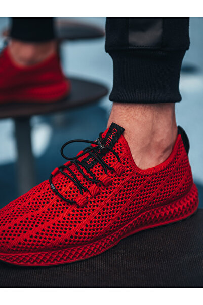 OMBRE Herren-Slip-On-Sneakers aus Mesh - Rot V2 OM-FOKS-0117