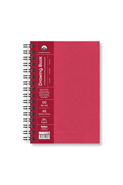 Schoellershammer Drawing Pad Red Hard Cover Drawing Notebook 120 Gr A5 54 Sheets