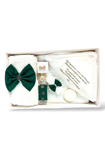 KidsMagazin Trusou pentru botez ivory cu accesorii verde padure