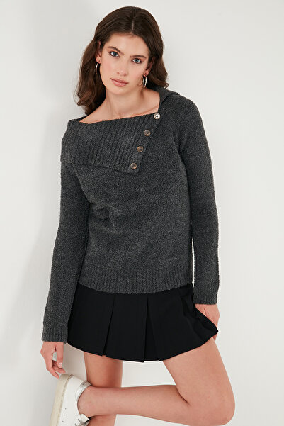 Lela Pulover premium cu decolteu barcă și detaliu cu nasturi 680KZ002563