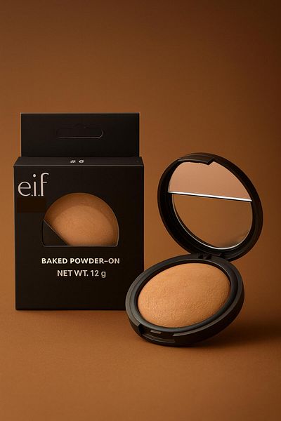 ELF Eve Natural Look Baked Pressed Powder - Perfect Hold & Velvety Finish, 12g