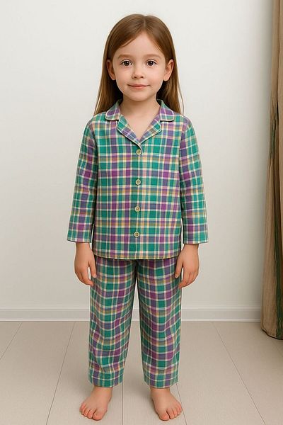 Beka Kids Children's Front-Button Pajama Set 100% Cotton Pajama Set