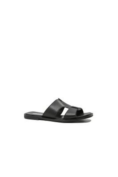 Karisma Flat Sabots for Women Black Leather OTR 460015