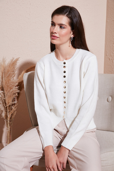 Lela Premium Comfort Fit Round Neck Crop Knitwear Cardigan Cardigan 680Hi00164