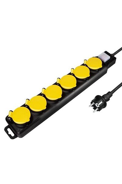 LogiLink Power Extension LPS256, 6 Schuko Sockets, Schuko Plug, 1.5m Cable, 16A, Water Protection (B