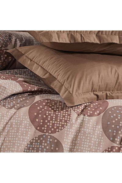 Pucioasa Crepe linen 1 person, 100% cotton, brown circles