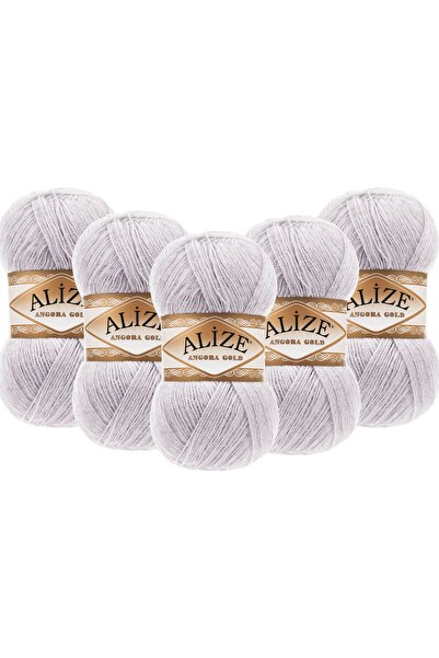 Alize Angora Gold 5’li Paket El Örgü İpi 100g x 5 Adet - Renk Kodu: 71 - Kireç taşı