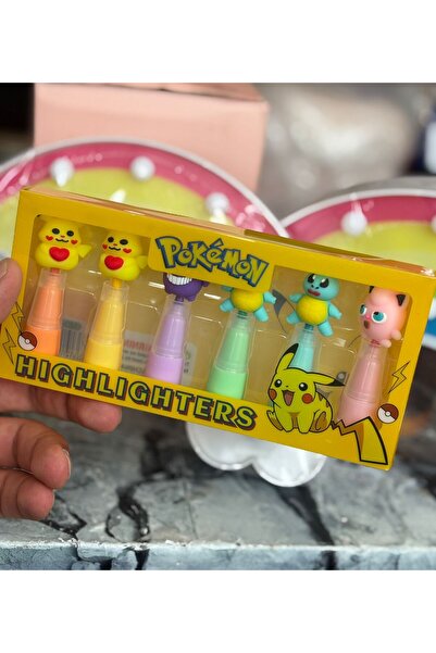 HEPBİMODA 6 قطع قلم تحديد صغير ملون قلم بوكيمون
