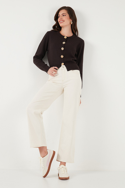 Lela Premium Regular Fit Yuvarlak Yaka Crop Triko Hırka HIRKA 680HI00110