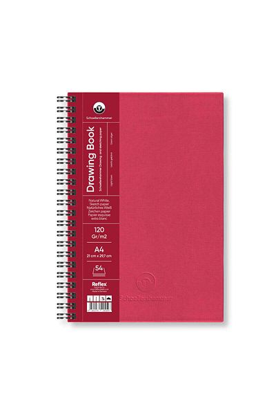 Schoellershammer Drawing Pad Red Hard Cover Drawing Notebook 120 Gr A4 54 Sheets