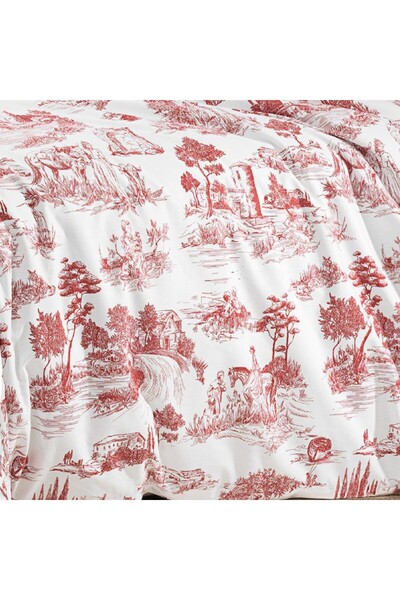 Pucioasa Double crepe bed linen, 100% cotton, Burgundy landscape
