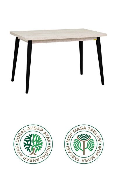 VİLİNZE Avanos Mdf Traverten Sabit Traverten Mutfak Masası - 70x120 cm