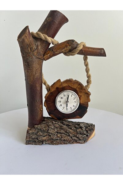 Yonga Sanat Atölyesi Doğal Ağaç, Ahşap Masa Saati