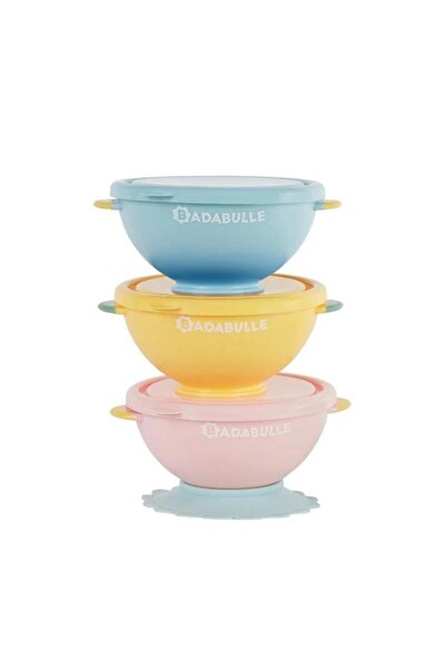 Badabulle Σετ 3 πολύχρωμα μπολ B005108, 330ml για φαγητό, περιλαμβάνεται στήρ...