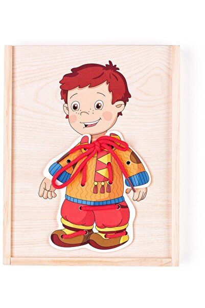 Woodyland Puzzle din lemn - Imbraca baietelul