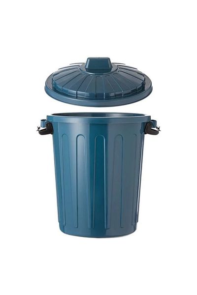 divendi-ro Waste bin, plastic, with lid and clips, capacity 25L, blue