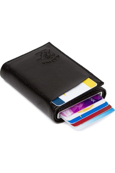 Newish Polo Men's Black Soft Texture Leather Waist Bag and Mechanism Wallet