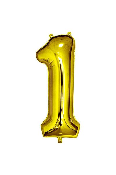 PARTİAVM 1 Year Old Gold Number Balloon Birthday Party Set Gold Color Number Chrome Balloon Happy Birthday Lettering