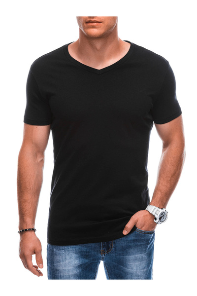 Edoti Herren-T-Shirt mit V-Ausschnitt - Schwarz EM-TSBS-0101