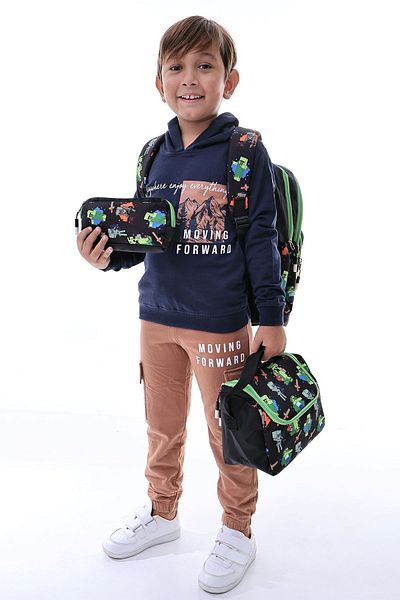 ZUZUNGA Adventure Is an Attıtude Themed Children's School Bag Set (Backpack - Lunchbox - Pen Holder)