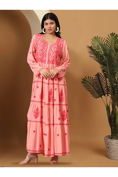 alaya Hand Embroidered Lucknowi Chikankari Rayon Jalabiya-AL3935