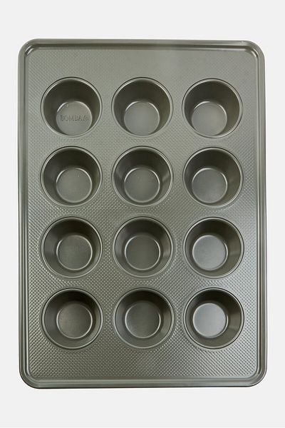 Bombay 12 Cup Muffin/Cupcake Pan Professional Grade Bakeware, Grey