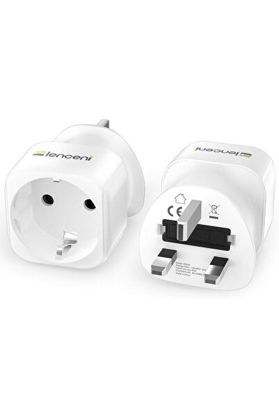LENCENT 2Pcs EU to UK Plug Adapter