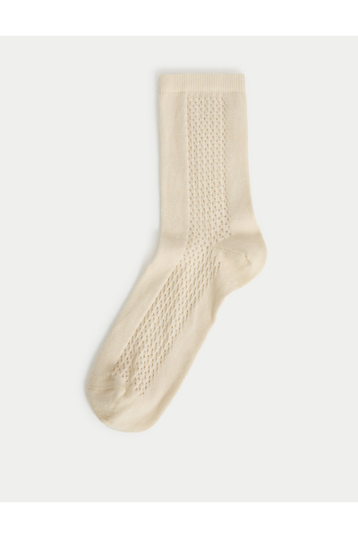Marks & Spencer Pamuk Karışımlı Dokulu Çizgili Bilek Boy Çorap
