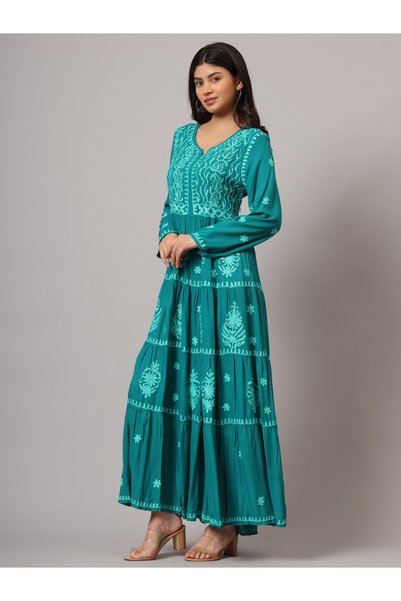 alaya Hand Embroidered Lucknowi Chikankari Rayon Jalabiya-AL3935