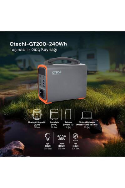 GENEL HIRDAVAT CTECHI GT200 240Wh Taşınabilir Güç Kaynağı Power Station Kamp ...
