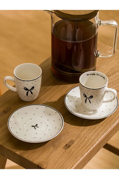 LC Waikiki Lcw Home Black 2-Person Porcelain Coffee Cup Set 90 ml