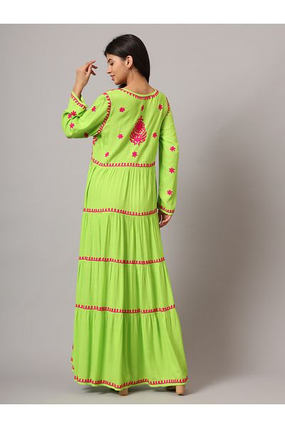 alaya Hand Embroidered Lucknowi Chikankari Rayon Jalabiya-AL3935