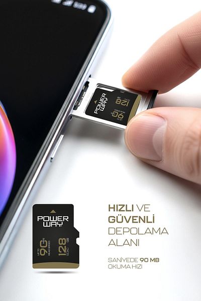 POWERWAY Premium 128 Gb Sdxc Uhs Class 4K Ultra Speed Memory Card + Adapter