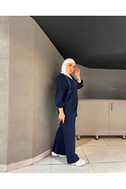 Esre Store 44135 - طقم حجاب مزدوج أزرق كحلي-J2