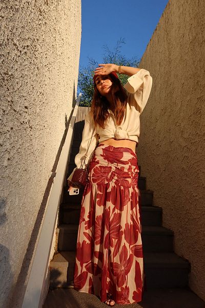 Özge Özgenç Draped Patterned Maxi Skirt