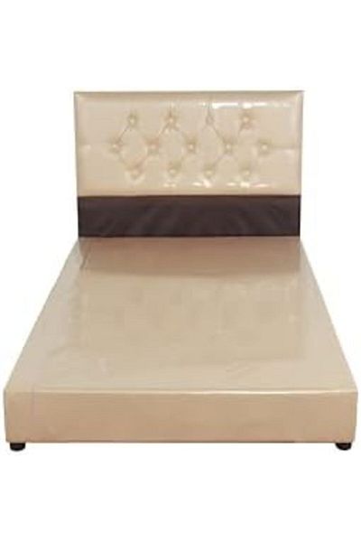 HOMEVEO Modern and Luxurious Upholstered Bed Frame for Bedroom Without Mattress, Beige, Size 90×190