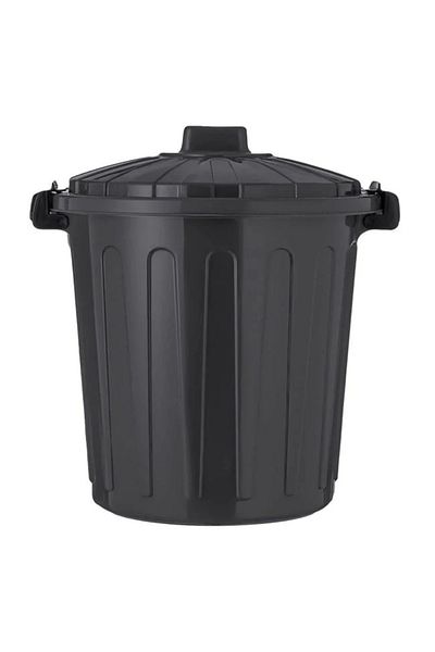divendi-ro Waste bin, plastic, with lid and clips, capacity 50L, gray