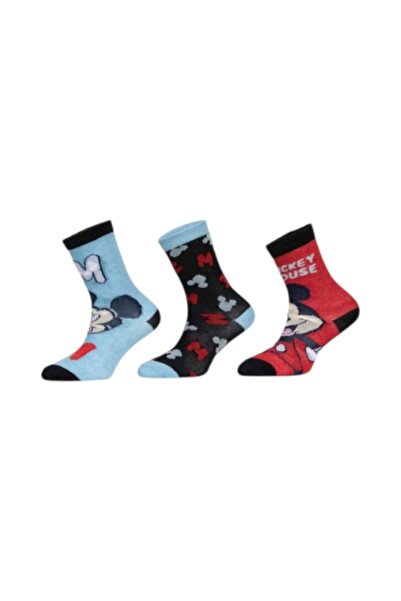 Mickey Mouse Set of 3 pairs of children's socks, multicolor, 23-26, Disney, Mickey Mouse