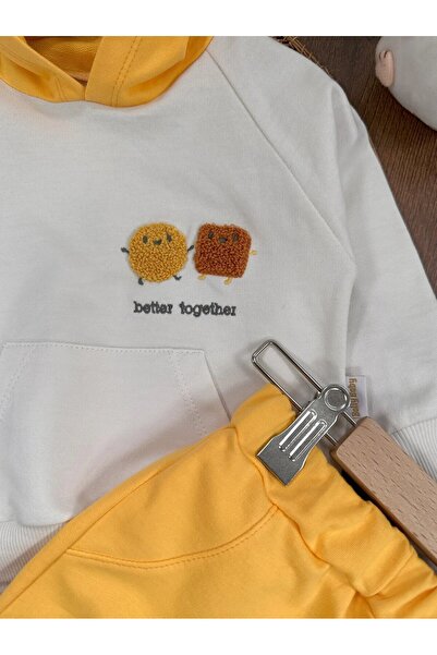 Kids Kingdom Pamuklu Kapüşonlu Nakışlı 2li Erkek Bebek Takım