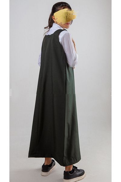 outline Medium school uniform in olive green with plaid