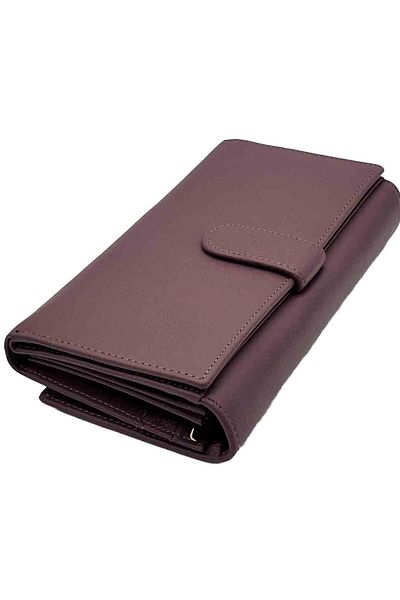 OEM Elegant Women's Wallet Made of Genuine Leather, Purple, 19 x 9 x 3 cm