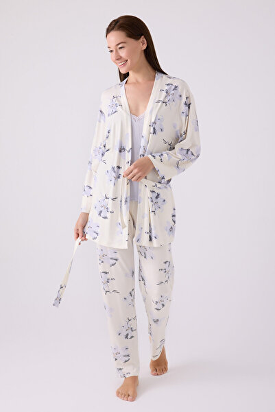 Pierre Cardin Дамски син 3-частен комплект пижама