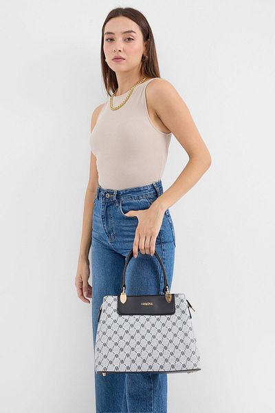 Merterium Women's Printed Large Bag Gray 1217