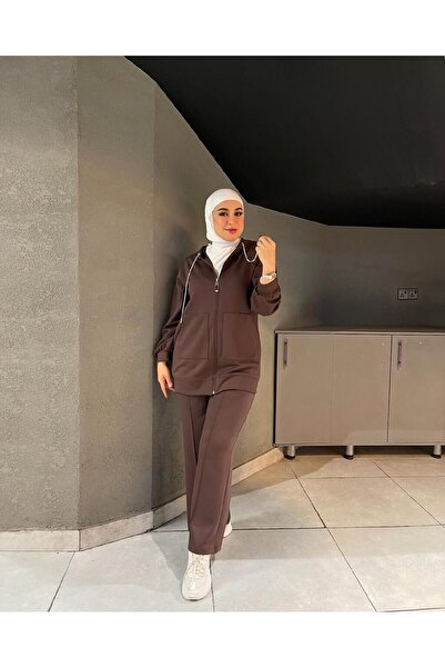 Esre Store 44135 - Σετ δύο τεμαχίων με χιτζάμπ καφέ-J2