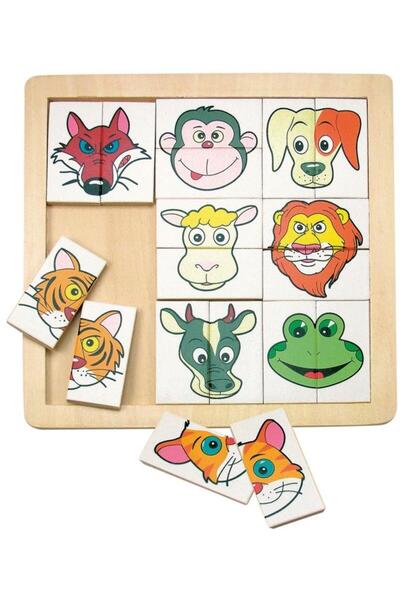 Woodyland Puzzle din lemn - Portrete de animale, fundal alb