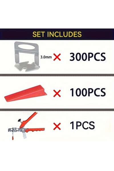 Choice1 Clips 3.0mm 300Pcs Clips and 100 Pcs Plastic Tile Leveling System with 1 Pliers Tool (Accessories Ar