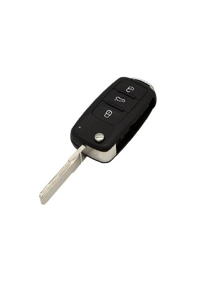 motor starter Car key case, compatible with Volkswagen, blade type, 3 buttons, LED on top, black