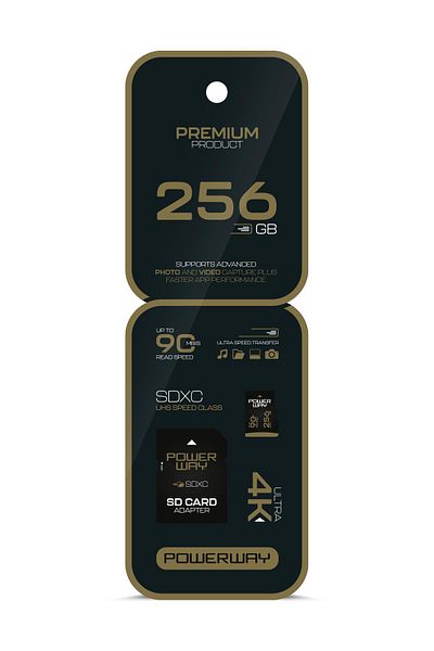 POWERWAY Premium 256Gb Sdxc Uhs Class 4K Ultra Speed Memory Card + Adapter