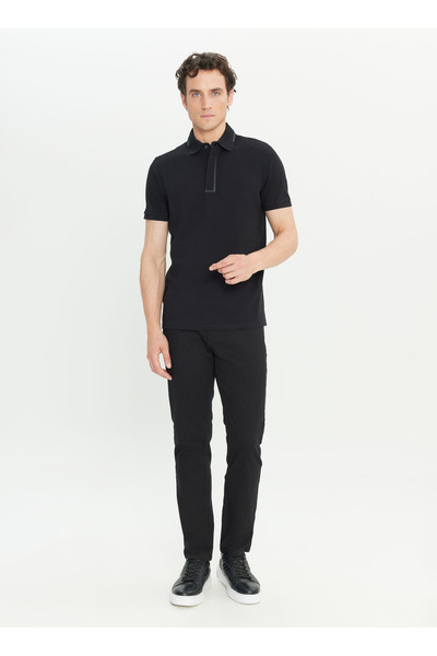 ALTINYILDIZ CLASSICS Black Men's Polo Neck Slim Fit Polo T-Shirt Ace091252012_Syh