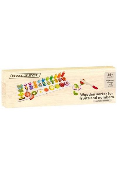 KRUZZEL Educational wooden sorting and counting game, with fruit